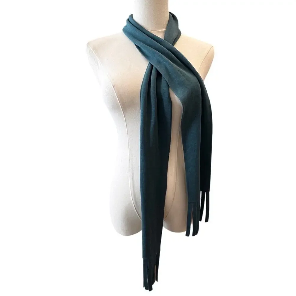New Carlisle Women's Blue Scarf Silk Blend Fringe Scarf Size XL